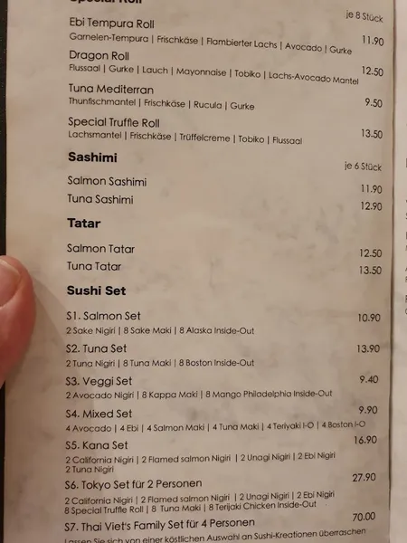 menu 1 of Thai Viet
