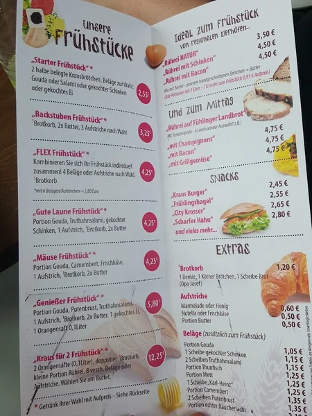 menu 2 of Bäckerei Kraus GmbH