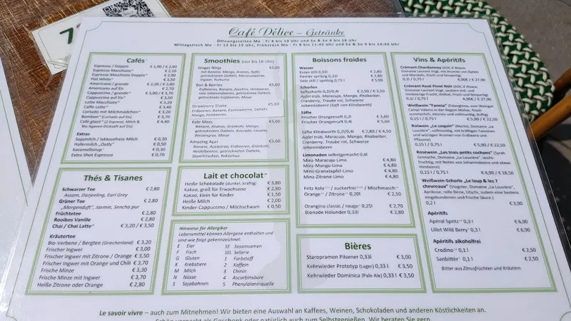 menu 0 of Café Délice