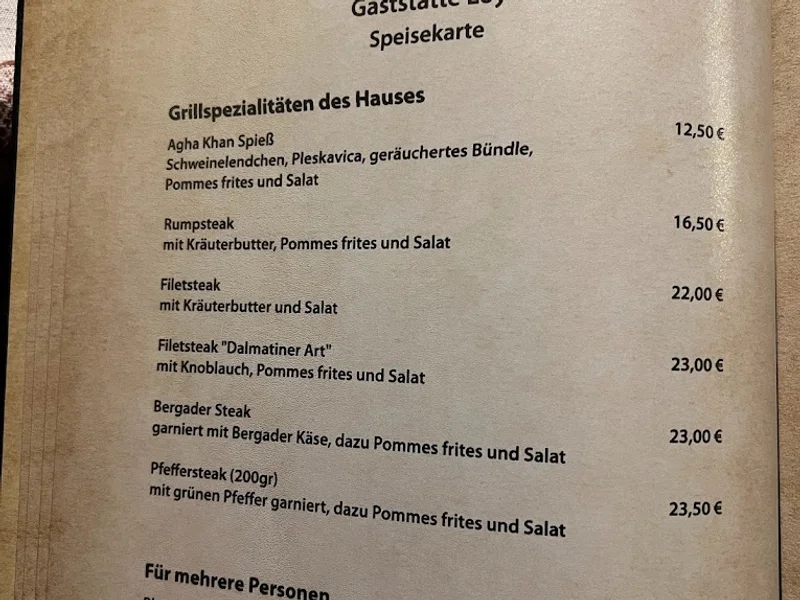 menu 1 of Gaststätte Loy