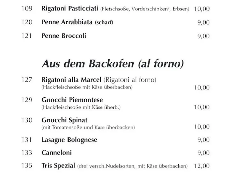 menu 1 of Pizzeria Da Marcel