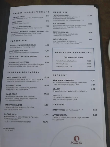 menu 1 of Café Ludwig