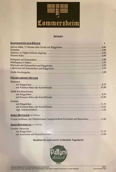 menu 1 of Lommerzheim