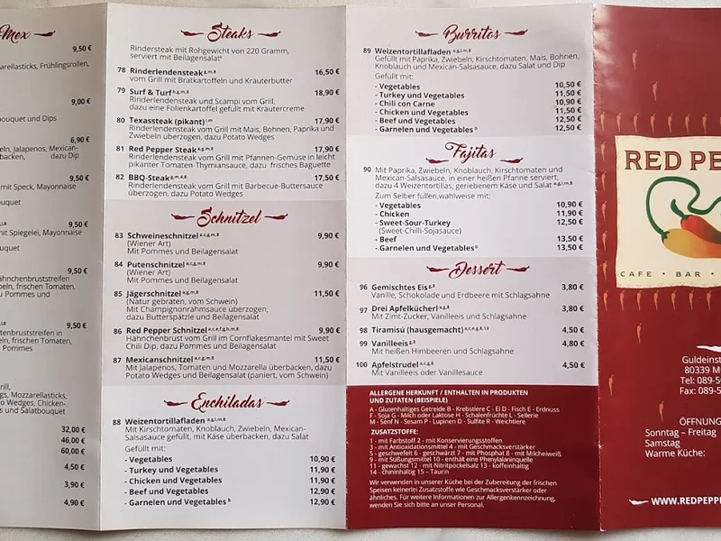 menu 0 of Red Pepper