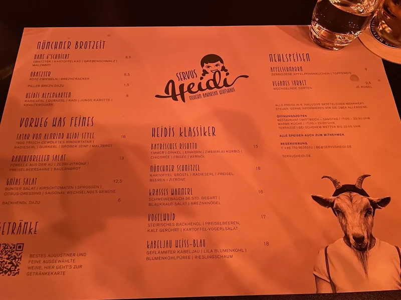 menu 1 of Servus Heidi