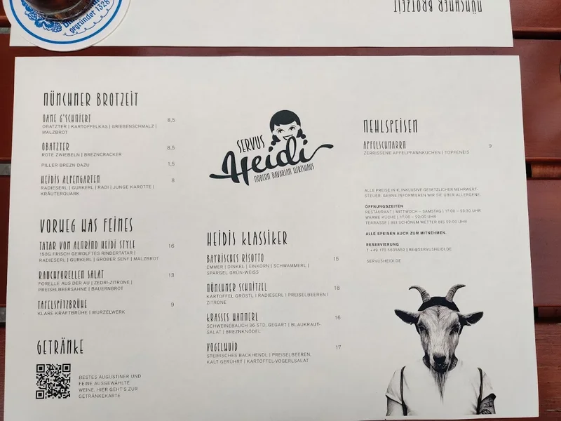 menu 2 of Servus Heidi