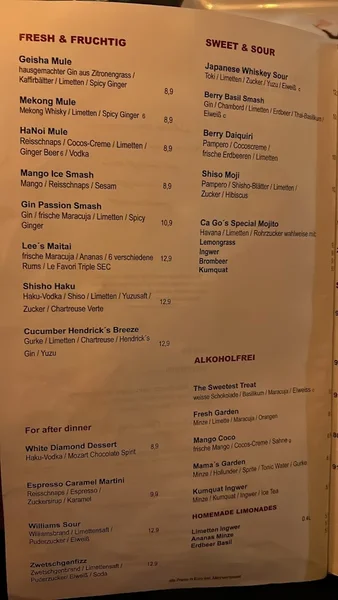 menu 1 of Ca Go Restaurant