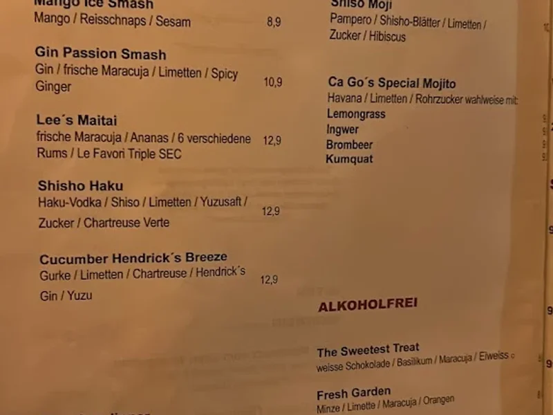 menu 1 of Ca Go Restaurant