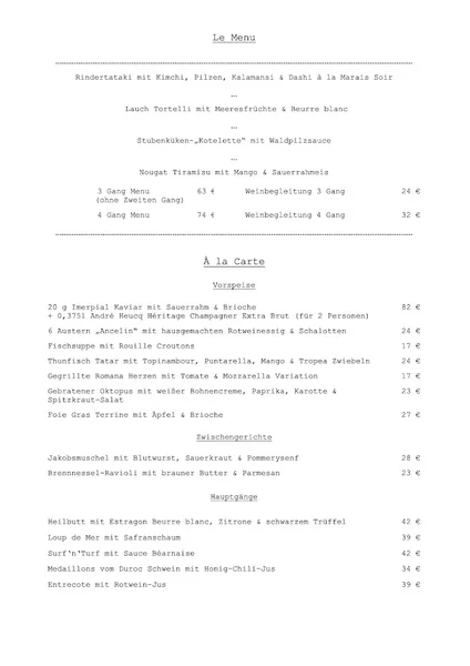 menu 0 of Restaurant Marais Soir