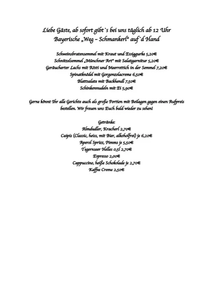 menu 1 of Schwanthaler Wirtshaus