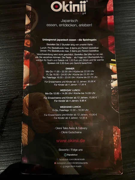 menu 0 of Okinii Köln