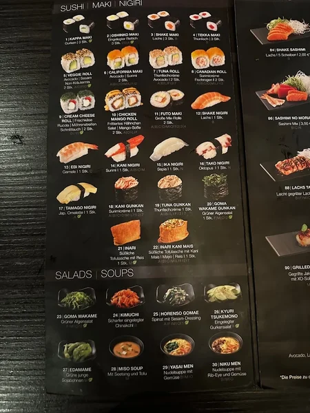 menu 1 of Okinii Köln