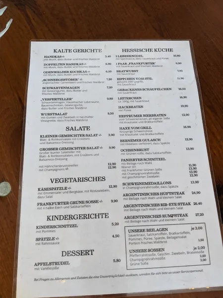 menu 0 of Gasthaus "Zur Sonne"