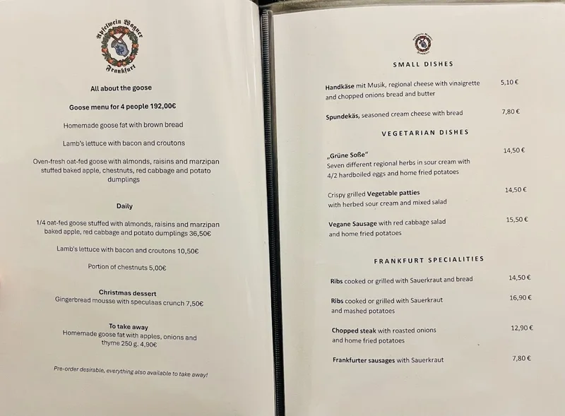 menu 0 of Apfelwein Wagner