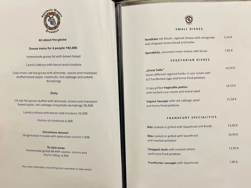 menu 0 of Apfelwein Wagner