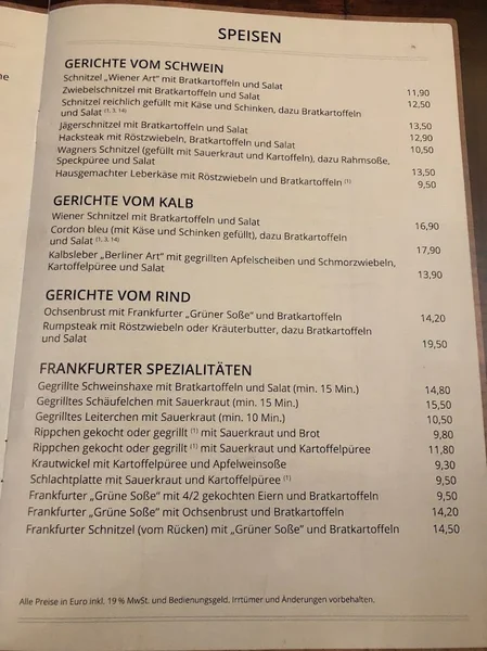 menu 1 of Apfelwein Wagner