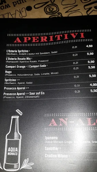 menu 0 of L'Osteria München Leopoldstraße