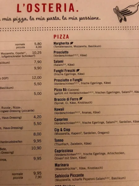 menu 2 of L'Osteria München Leopoldstraße