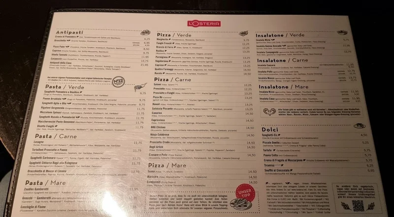 menu 0 of L'Osteria München Elisabethstraße