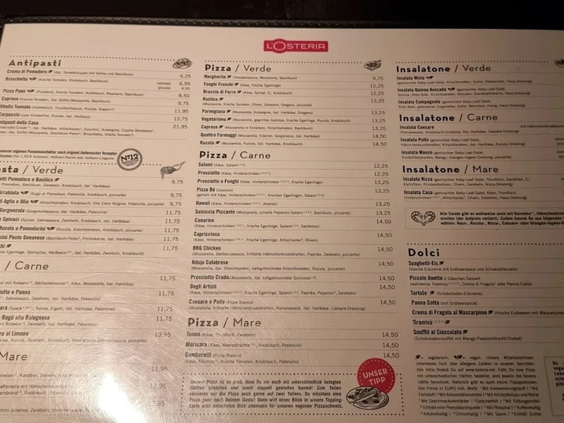 menu 0 of L'Osteria München Elisabethstraße