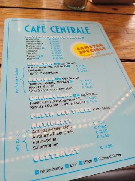 menu 1 of Bistro Café Centrale