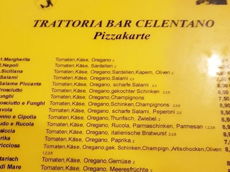 menu 2 of Bar Trattoria Celentano