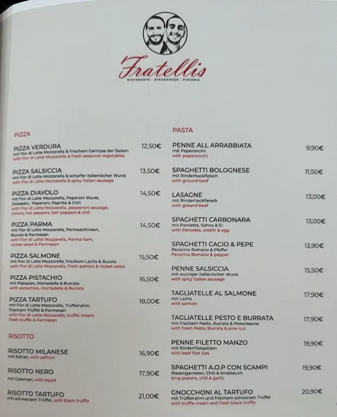 menu 0 of Fratellis Downtown
