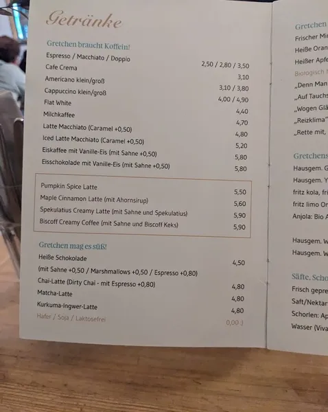 menu 1 of Gretchens Villa