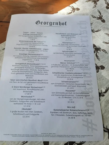 menu 0 of Georgenhof