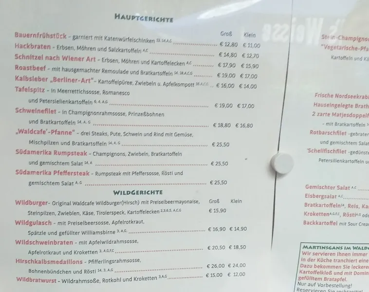 menu 1 of Restaurant Waldcafe Corell