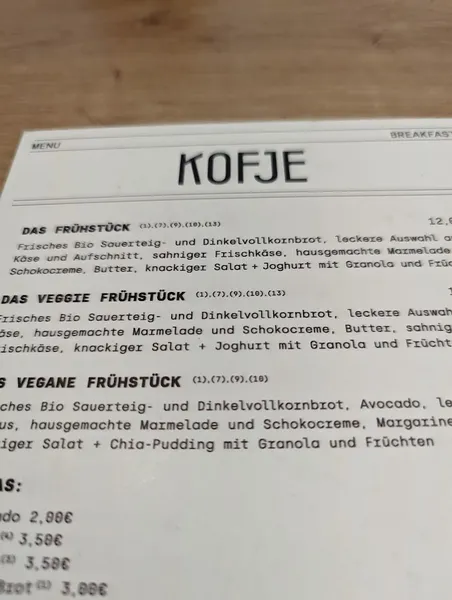 menu 2 of Café Kofje
