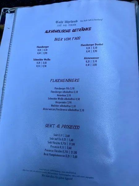menu 1 of Café Uhrlaub