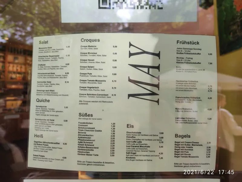menu 0 of Café May