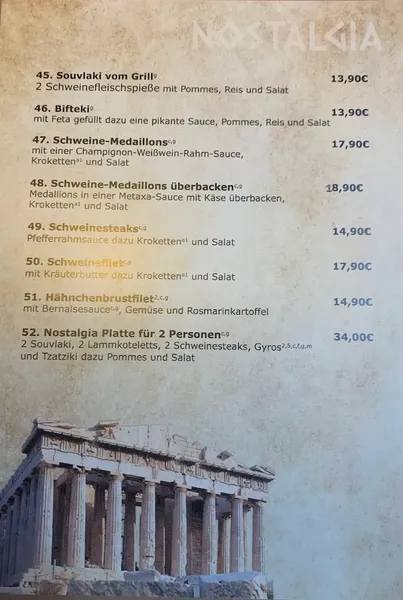 menu 2 of Restaurant Nostalgia