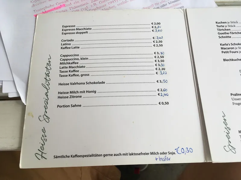 menu 1 of Café OPITZ im Goethehaus