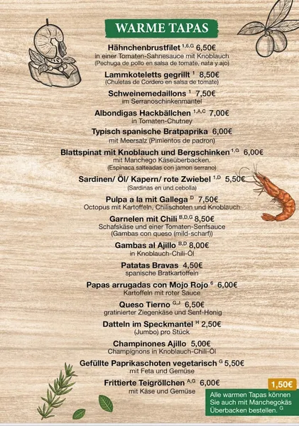 menu 1 of Viva Tapas