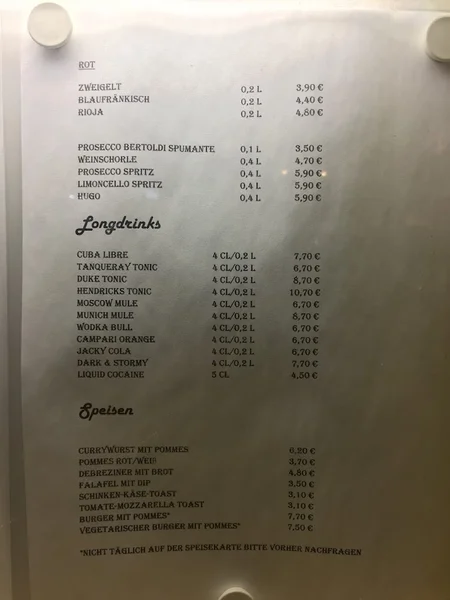 menu 0 of Vereinsheim