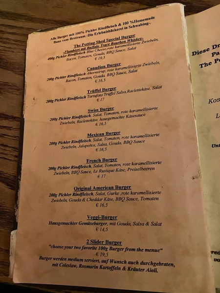 menu 1 of The Potting Shed Bar & Kitchen