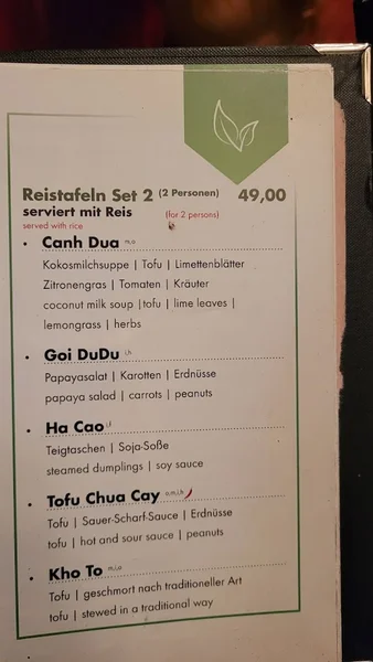 menu 0 of Soy Vegan München