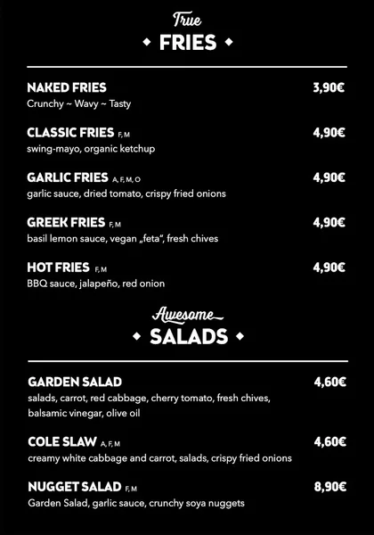 menu 1 of Swing Kitchen | Real Vegan Burger