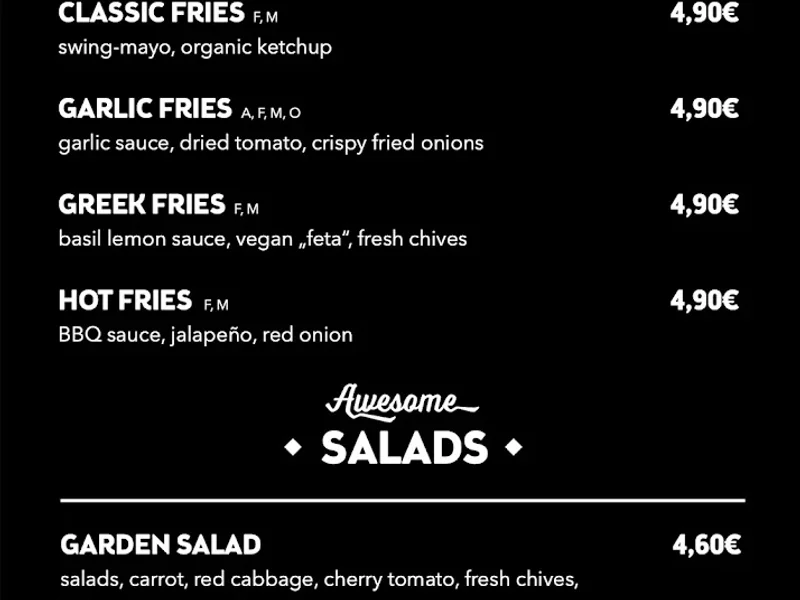 menu 1 of Swing Kitchen | Real Vegan Burger