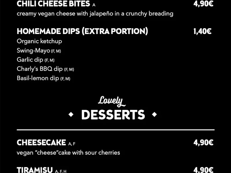 menu 2 of Swing Kitchen | Real Vegan Burger