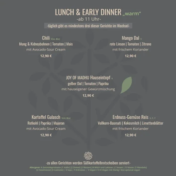 menu 1 of NOAMS München