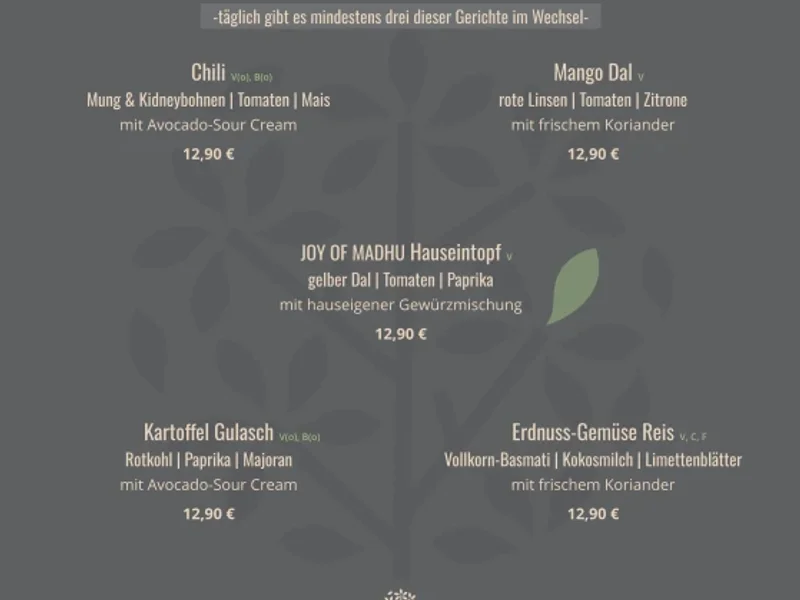 menu 1 of NOAMS München