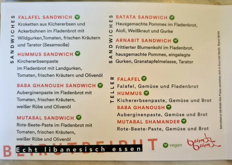 menu 0 of Beirutbeirut