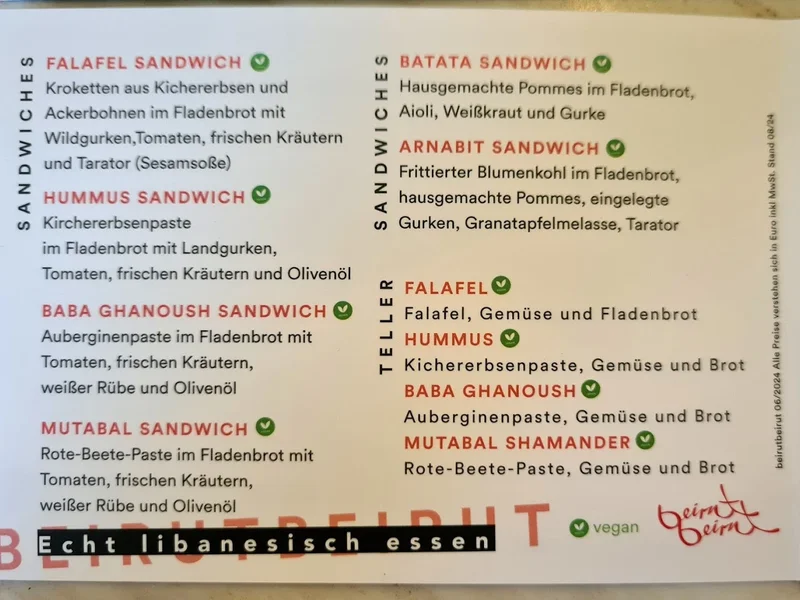 menu 0 of Beirutbeirut