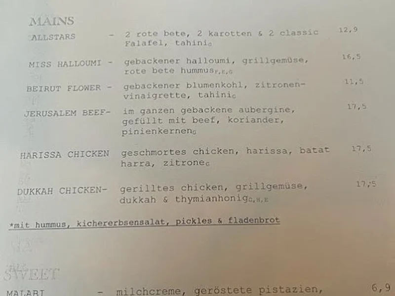 menu 1 of Servus Habibi