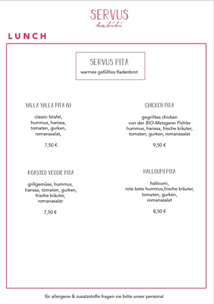 menu 2 of Servus Habibi
