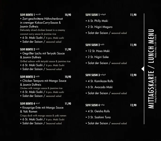 menu 1 of SUVI Modern Asian Kitchen