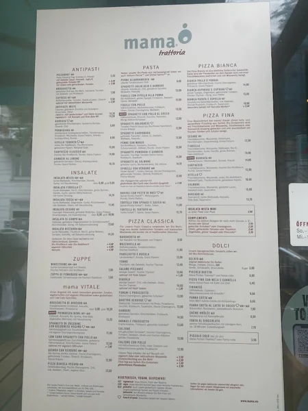 menu 0 of mama trattoria Hamburg Winterhude
